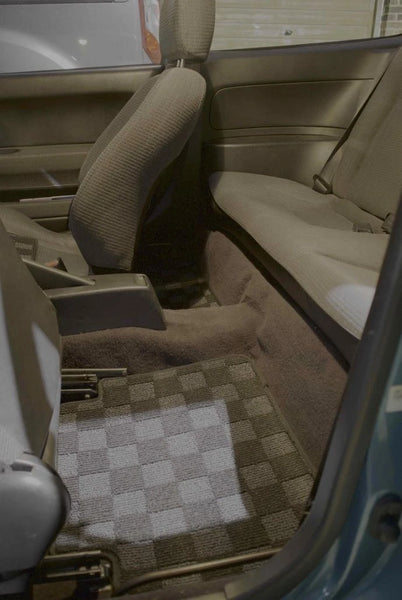 Phase 2 Motortrend (P2M) RHD Checkered Carpet Race Floor Mats - Honda Civic EG EJ EH Coupe Hatch Sedan (1992-1995)