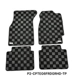 Phase 2 Motortrend (P2M) RHD Checkered Carpet Race Floor Mats - Honda Civic EG EJ EH Coupe Hatch Sedan (1992-1995)