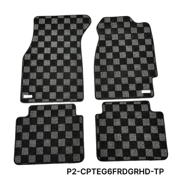 Phase 2 Motortrend (P2M) RHD Checkered Carpet Race Floor Mats - Honda Civic EG EJ EH Coupe Hatch Sedan (1992-1995)