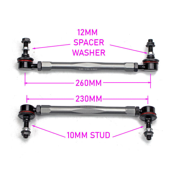 GSP GodSpeed Project 250mm - 310mm Front Sway Bar Adjustable Links Set w/ 10mm Bolts - Universal