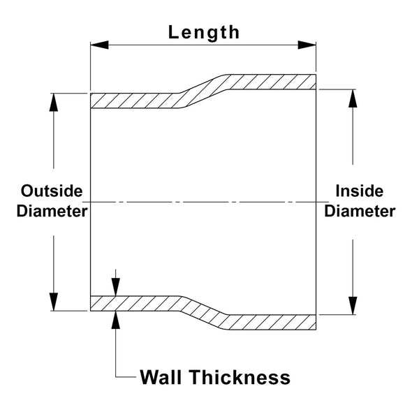 HPS 4" OD to 4" ID, 6061 Aluminum Slip Fit Transition Reducer Tube Joiner, 7" Long