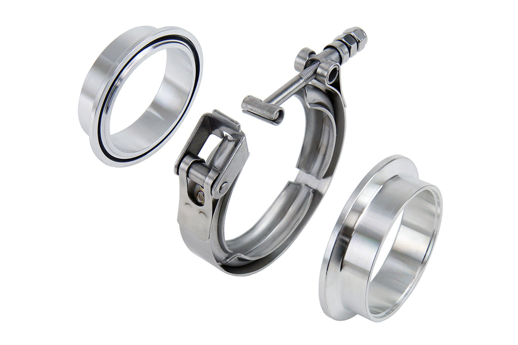 HPS Stainless Steel 4-1/2 inch V Band Clamp Kit Aluminum Flanges NBR O-Ring Quick Release