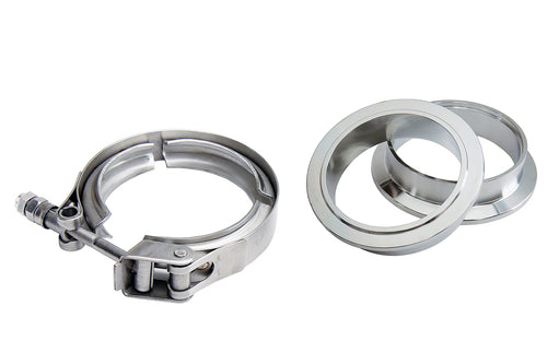 HPS Stainless Steel 5" V Band Clamp Kit, Stainless Steel Flanges, Quick Release