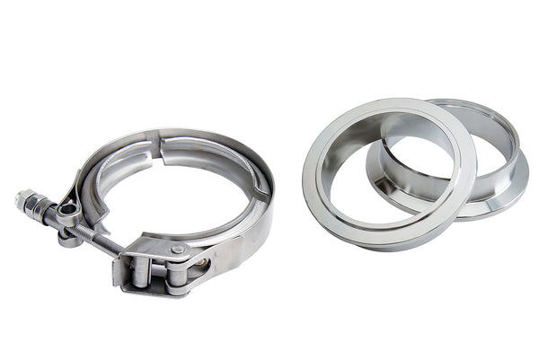 HPS Stainless Steel 5" V Band Clamp Kit, Stainless Steel Flanges, Quick Release