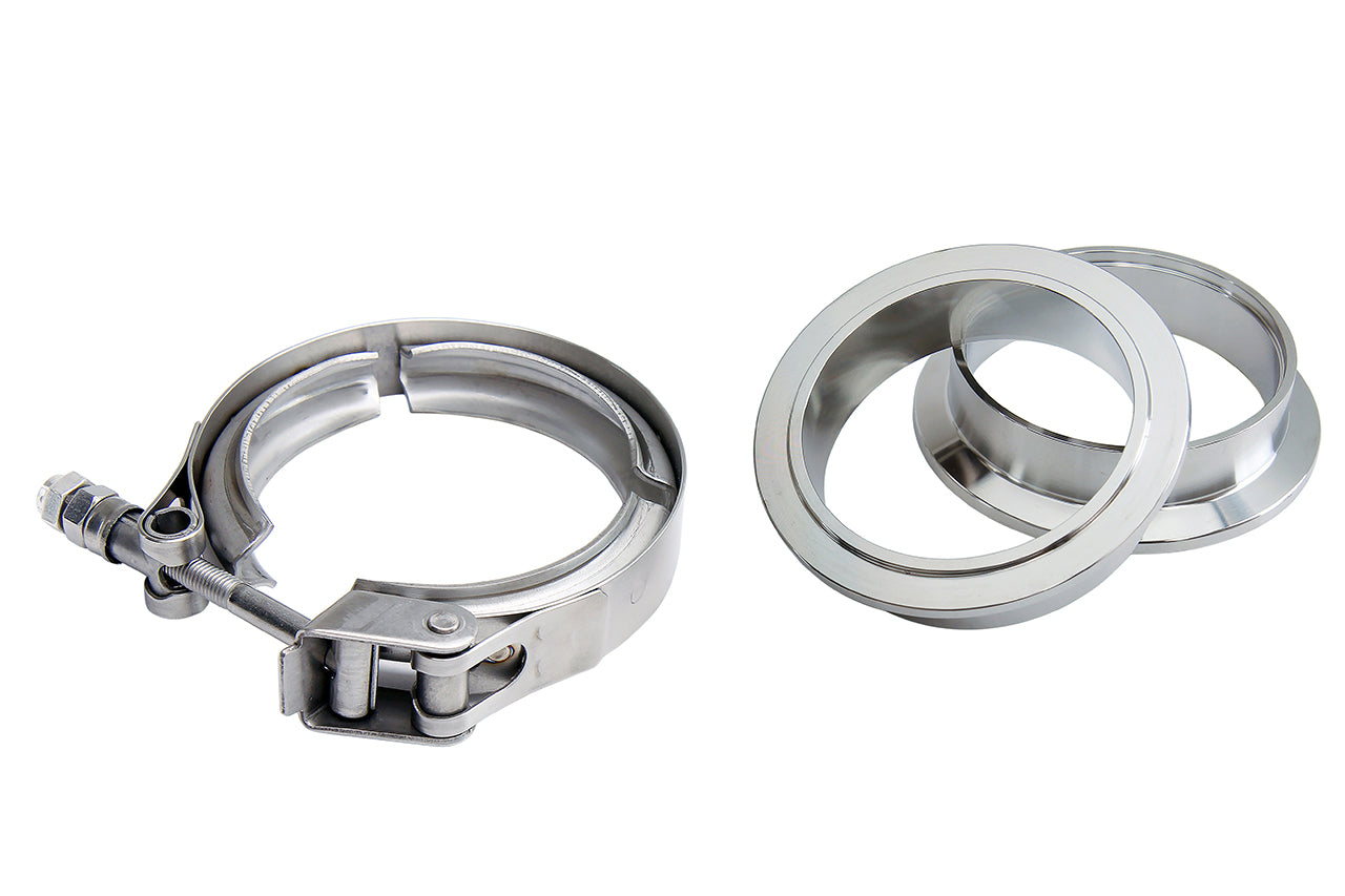 HPS Stainless Steel 3" V Band Clamp Kit, Stainless Steel Flanges, Quick Release