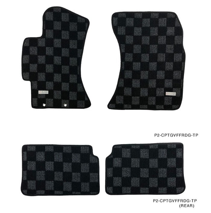 Phase 2 Motortrend (P2M) Front & Rear Checkered Carpet Floor Mats - Subaru WRX & STI GVF (2011-2014)