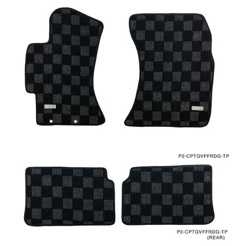 Phase 2 Motortrend (P2M) Front & Rear Checkered Carpet Floor Mats - Subaru WRX & STI GVF (2011-2014)