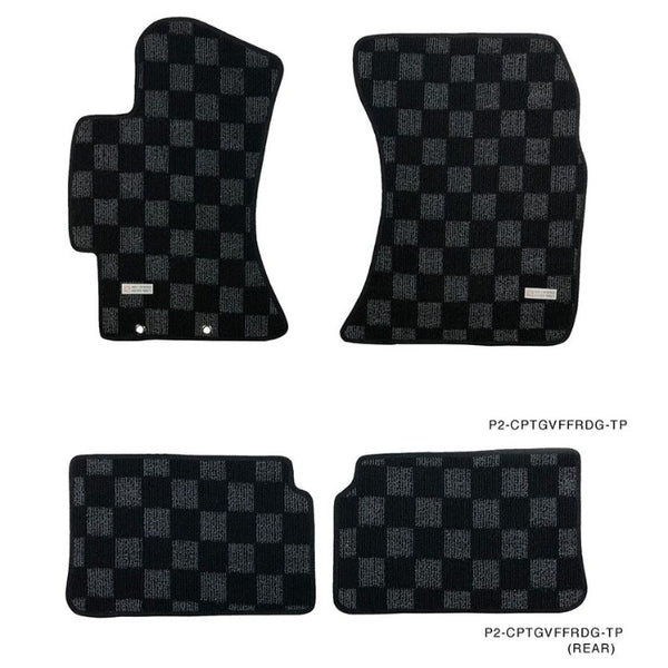 Phase 2 Motortrend (P2M) Front & Rear Checkered Carpet Floor Mats - Subaru WRX & STI GVF (2011-2014)