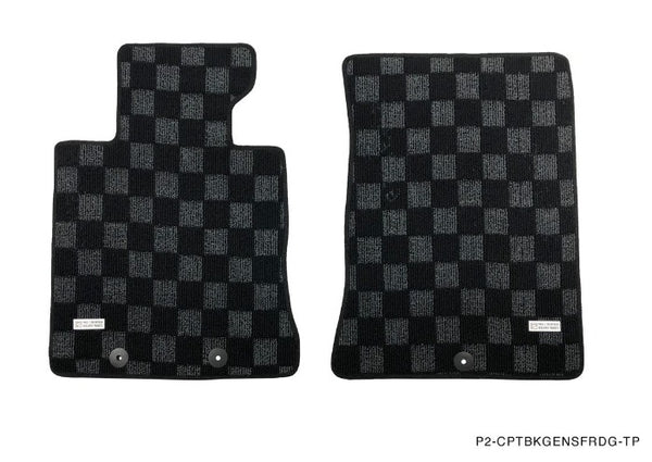 Phase 2 Motortrend (P2M) Front & Rear Checkered Carpet Floor Mats - Hyundai Genesis Coupe BK (2008-2012)