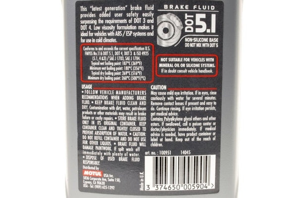 MOTUL DOT 5.1 High Performance Brake Fluid - 1/2 Liter (0.53 QT)