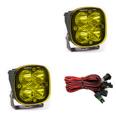 Baja Designs Squadron PRO BLack LED Auxillary Light Pods Pair - Amber - Spot