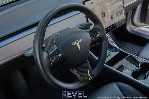 Revel GT Dry Carbon Fiber Steering Wheel Insert Covers - Tesla Model 3 (2017-2020)