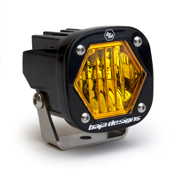 Baja Designs 2.1" Black Amber S1 LED Light w/ Mounting Bracket - Wide Cornering - Pair