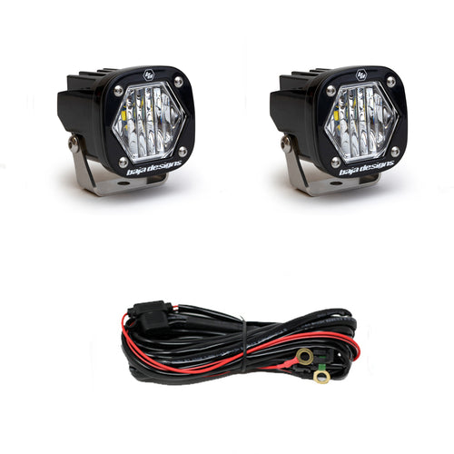 Baja Designs 2.1" Black S1 LED Light w/ Mounting Bracket - Wide Cornering - Pair