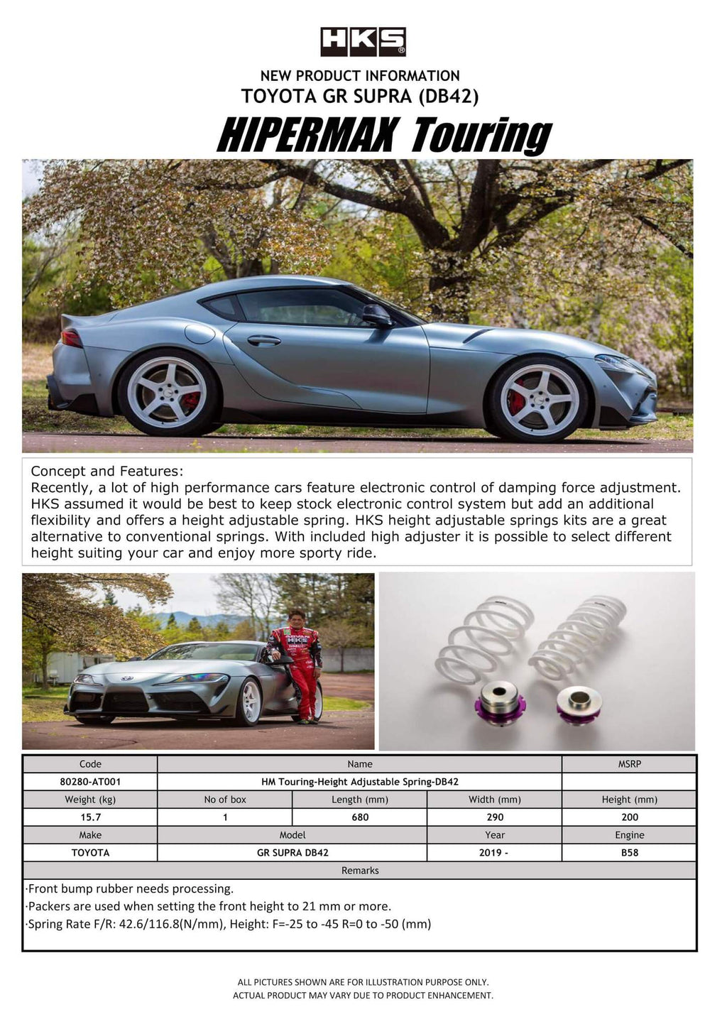 HKS Height Adjustable Coilovers Kit - Toyota Supra A90 GR MK5 (2020+)