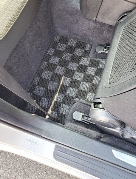 Phase 2 Motortrend (P2M) Front & Rear Checkered Carpet Floor Mats - Hyundai Genesis Coupe BK (2008-2012)
