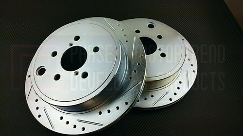 Phase 2 Motortrend (P2M) Zinc Coated Slotted Drilled Rear Brake Rotors - Toyota 86 GT86 (2016+)