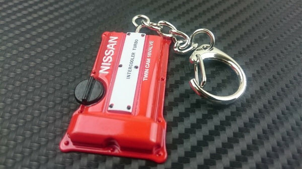 Phase 2 Motortrend (P2M) Metal Valve Cover Keychain - Nissan 180sx 240sx S13 SR SR20DET Red Top