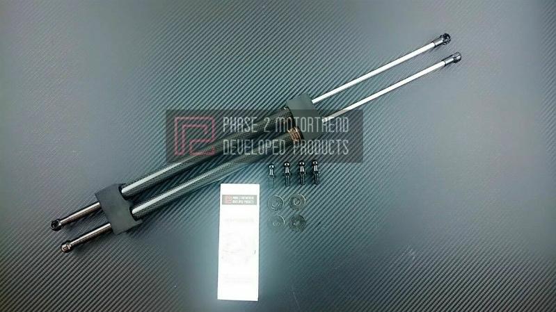 Phase 2 Motortrend (P2M) Carbon Fiber Series Rear Hatch Dampers Set - Nissan 240sx S13 (1989-1994)