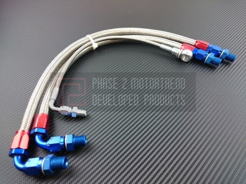Phase 2 Motortrend (P2M) Stainless Steel Braided Turbo Lines - Nissan 240sx S14 S15 SR20DET