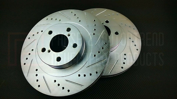 Phase 2 Motortrend (P2M) Zinc Coated Slotted Drilled Front Brake Rotors - Scion FR-S (2012-2016)