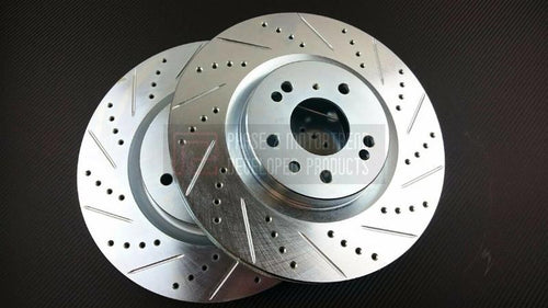 Phase 2 Motortrend (P2M) Zinc Coated Slotted Drilled Front Brake Rotors w/ Brembo Calipers - Infiniti G35 (2003-2007)