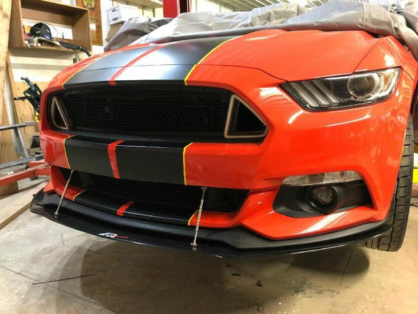 APR Performance Carbon Fiber Front Wind Splitter w/ Rods - Ford Mustang W/O Performance Package (2015+)