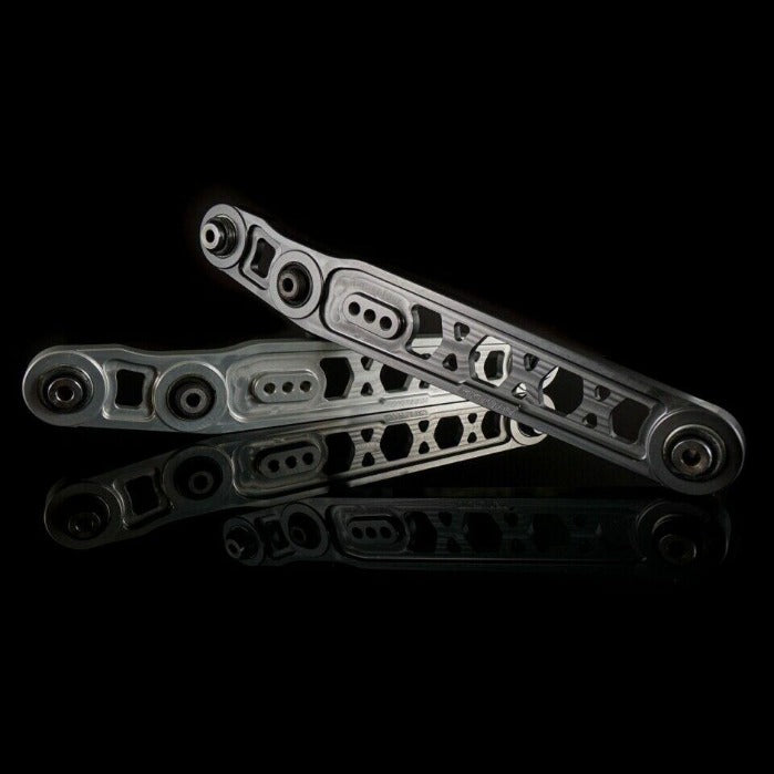 K-Tuned Silver Adjustable Rear Lower Control Arms LCA w/ Rubber Bushings - Honda Civic EG (1992-1995)