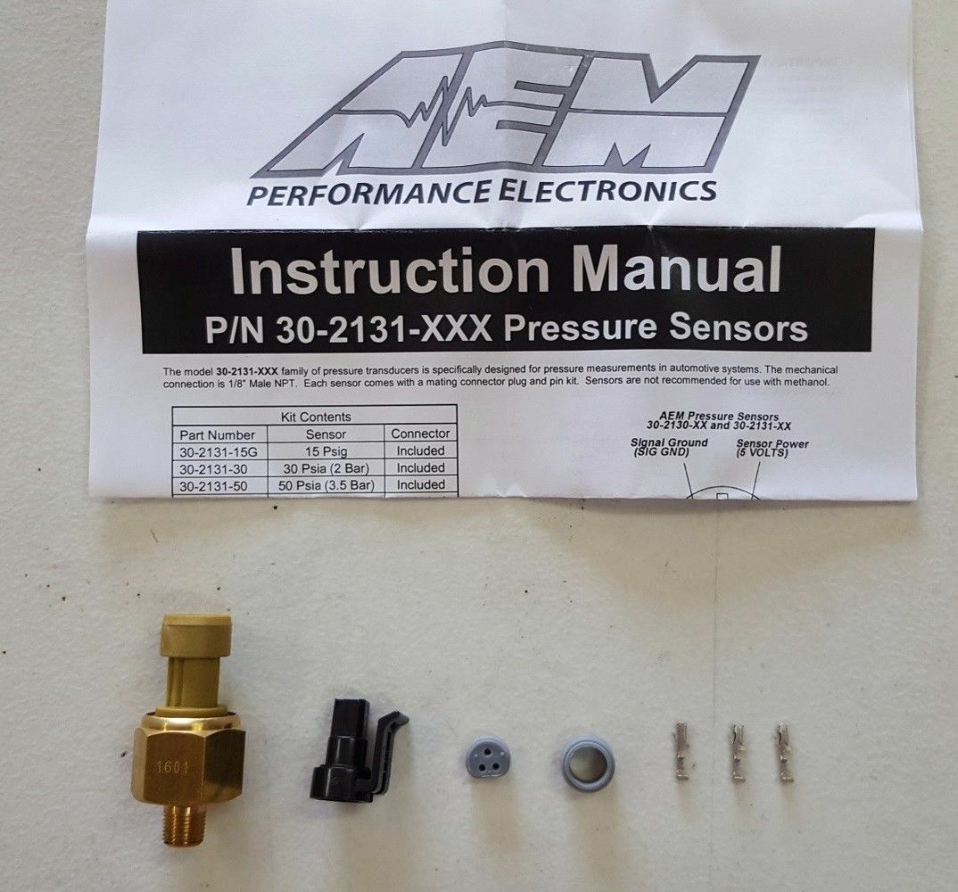 AEM Power 150 PSI Oil Fluid Pressure Brass Sensor Kit & Connector 1/8" NPT New