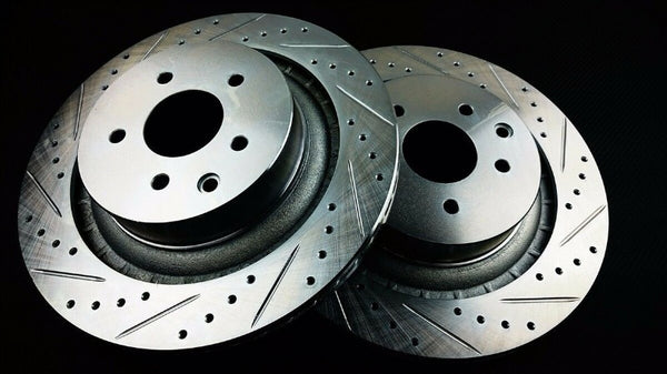Phase 2 Motortrend (P2M) Zinc Coated Slotted Drilled Rear Brake Rotors w/ Akebono - Nissan Z34 370z (2009+)