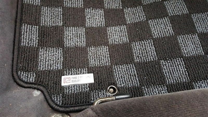 Phase 2 Motortrend (P2M) Checkered Race Carpet Floor Mats (Dark Grey) - Nissan 240sx S14 (1995-1998)