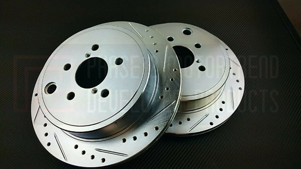Phase 2 Motortrend (P2M) Zinc Coated Slotted Drilled Rear Brake Rotors - Scion FR-S (2012-2016)