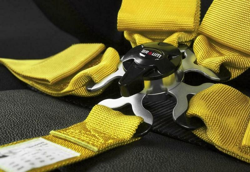 Braum Racing 5 Point 3" Inch SFI Certified 16.1 Racing Harness - Yellow