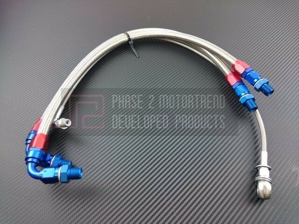 Phase 2 Motortrend (P2M) Stainless Steel Braided Turbo Lines Top Mount - Nissan 240SX S14 S15 SR20DET
