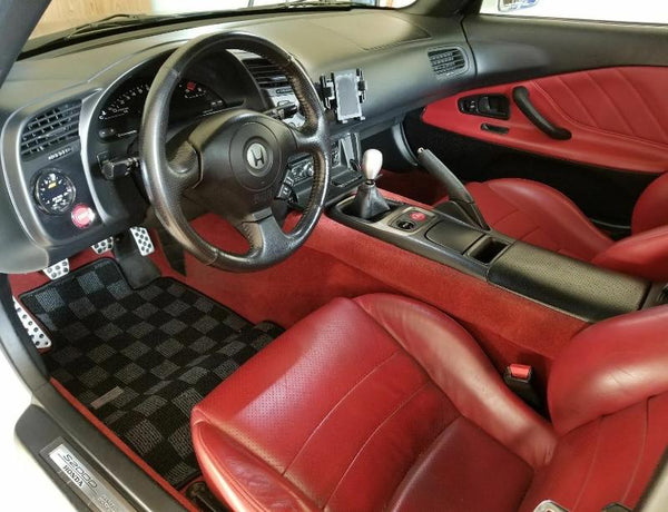 Phase 2 Motortrend (P2M) Checkered Flag Extended Carpet Floor Mats - Honda S2000 (2000-2009)