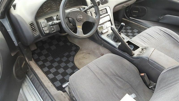 Phase 2 Motortrend (P2M) Checkered Race Carpet Floor Mats (Dark Grey) - Nissan 240sx S13 (1989-1994)