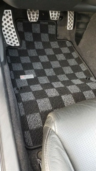 P2M Checkered Flag Extended Carpet Floor Mats - Honda S2000 (2000-2009) - P2-CPTS2KAP2DG-TP
