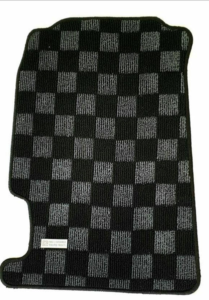 Phase 2 Motortrend (P2M) Checkered Flag Race Carpet Floor Mats Set - Honda Civic Del Sol (1995-1998))