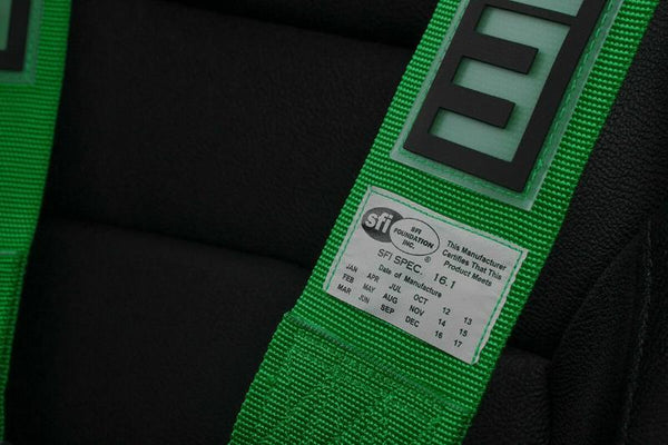 Braum Racing 5 Point 3" Inch SFI Certified 16.1 Racing Harness - Green