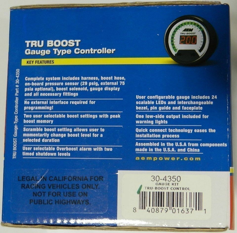 AEM Tru Boost Controller Electronic Digital Gauge Type Kit 2-1/16" 52mm New