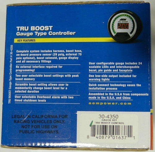 AEM Tru Boost Controller Electronic Digital Gauge Type Kit 2-1/16" 52mm New