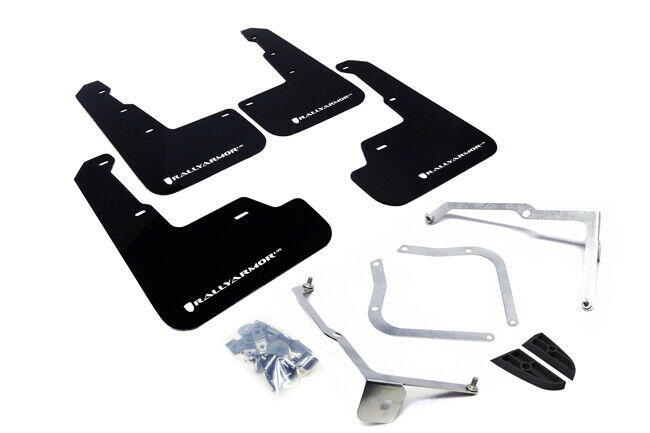 Rally Armor UR Black w/ White Logo Mud Flaps Set of 4 - Subaru WRX & STI (2015-2021)