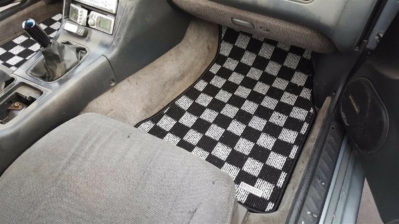 P2M Checkered Floor Mats (Light White) - Nissan 240SX S13 (1989-1994) - P2-CPTNS13LW-TP