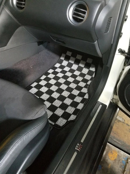 Phase 2 Motortrend (P2M) Checkered Race Carpet Floor Mats - Nissan R35 GT-R