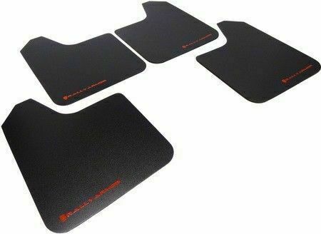 Rally Armor Basic UNIVERSAL Fitment Mud Flaps w/ Red Logo Lettering - Set of 4