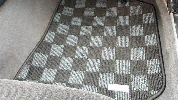Phase 2 Motortrend (P2M) Checkered Race Carpet Floor Mats (Dark Grey) - Nissan 240sx S14 (1995-1998)