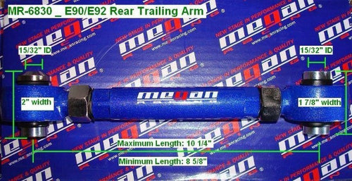 Megan Racing Adjustable Rear Upper Trailing Control Arms Set - BMW 3 Series E90 E92 RWD (2006-2011)