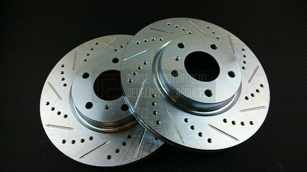 Phase 2 Motortrend (P2M) Zinc Coated Slotted Drilled Rear Brake Rotors - Nissan Z33 350z (2003-2005)