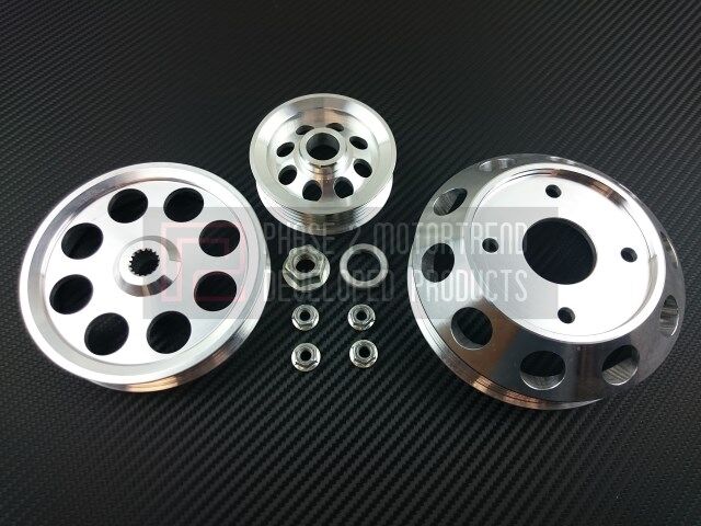 P2M Aluminum 3 PC Lightweight Pulley Kit SILVER - Nissan 240SX S13 SR20DET (1989-1994) - P2-EPKNS13S-CCR