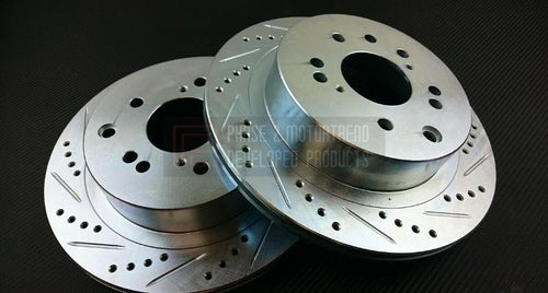 Phase 2 Motortrend (P2M) Z32 Zinc Coated Slotted Drilled Rear Conversion Rotors - Nissan 240sx (1989-1998)